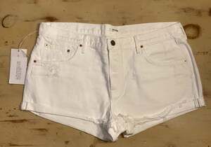 GRLFRND The Adriana Mid-Rise Denim Shorts in White Distressed Retail
